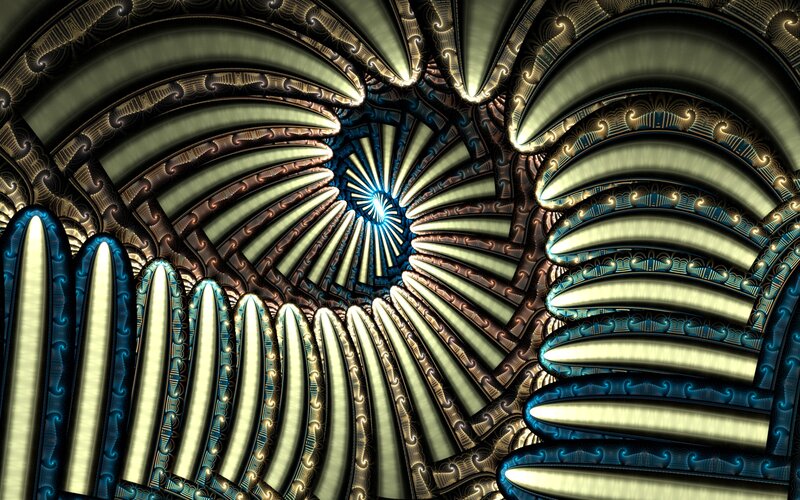 Fractal Spiral Pattern — Blue, Dramatic, Digital Art