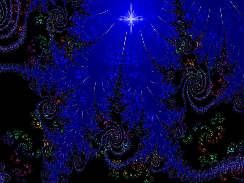 Fractal Spiral Pattern — Blue, Dramatic, Night
