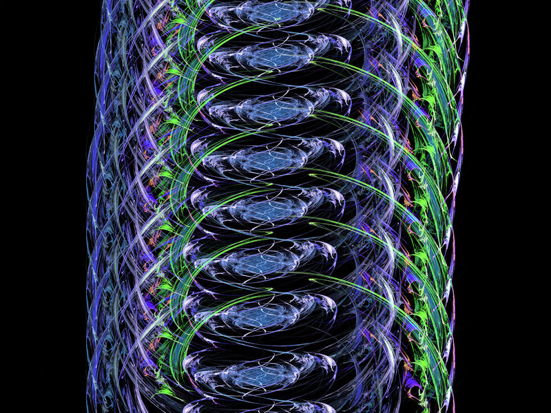 Fractal Spiral Pattern — Blue, Dynamic, Abstract, Light Trails