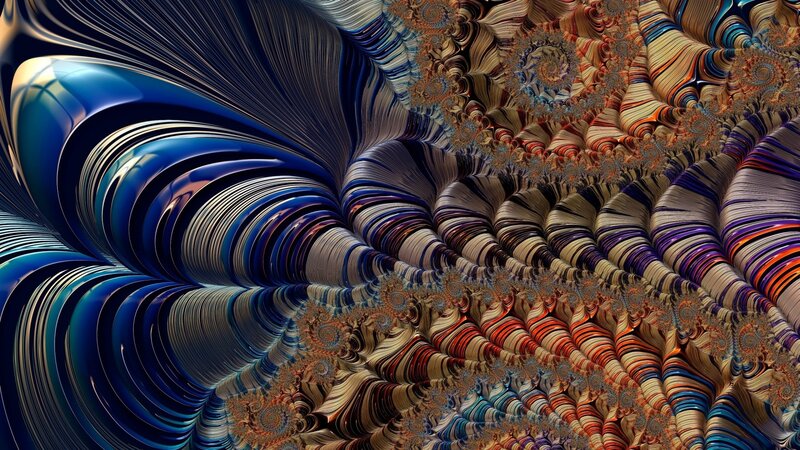 Fractal Spiral Pattern — Blue, Dynamic, Abstract