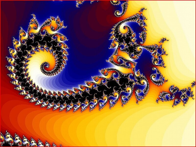 Fractal Spiral Pattern — Blue, Dynamic, Digital Art, Color Gradient