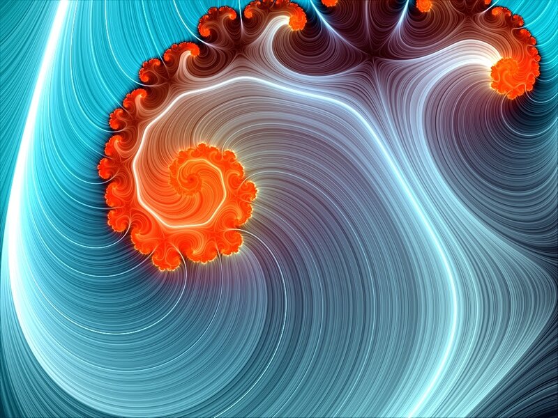 Fractal Spiral Pattern — Blue, Dynamic, Digital Art