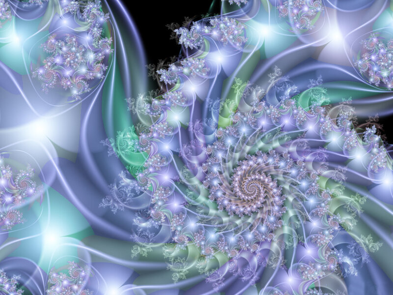 Fractal Spiral Pattern — Blue, Ethereal, Digital Art, Spirals