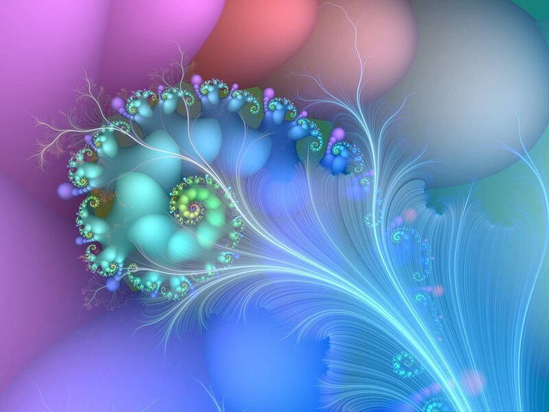Fractal Spiral Pattern — Blue, Ethereal, Digital Art