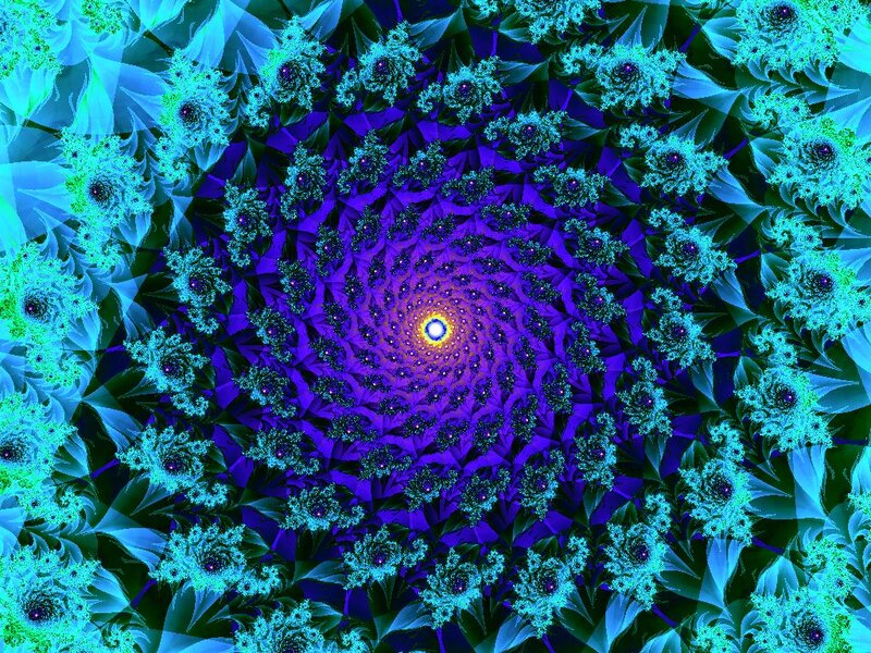 Fractal Spiral Pattern — Blue, Hypnotic, Abstract, Center