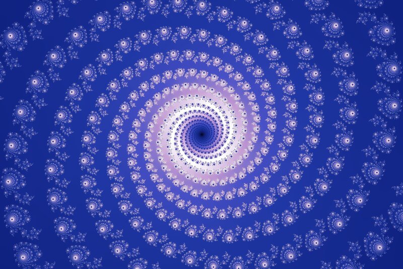 Fractal Spiral Pattern — Blue, Hypnotic, Abstract, Dots