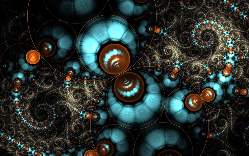 Fractal Spiral Pattern — Blue, Hypnotic, Digital Art, Circles, Spirals, Light