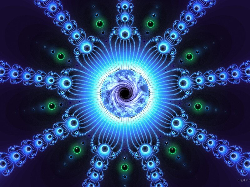 Fractal Spiral Pattern — Blue, Hypnotic, Digital Art, Circles
