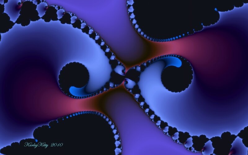 Fractal Spiral Pattern — Blue, Hypnotic, Digital Art, Color Gradient, Black Shapes