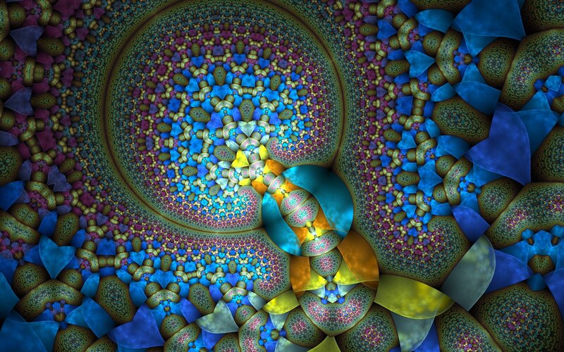 Fractal Spiral Pattern — Blue, Hypnotic, Digital Art, Colorful, Geometric
