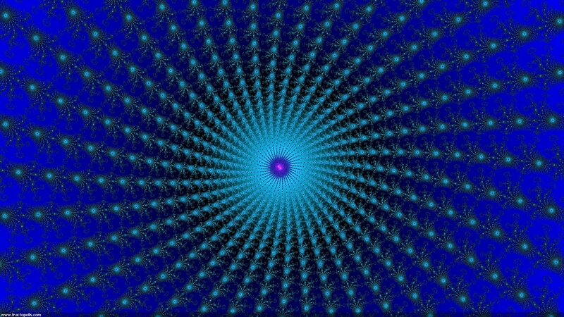Fractal Spiral Pattern — Blue, Hypnotic, Digital Art, Dots