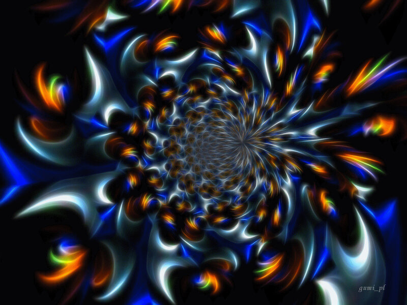 Fractal Spiral Pattern — Blue, Hypnotic, Digital Art, Light, Color