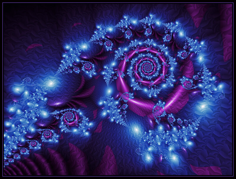 Fractal Spiral Pattern — Blue, Hypnotic, Digital Art, Light