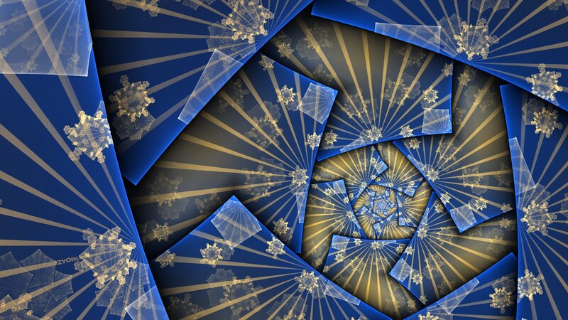 Fractal Spiral Pattern — Blue, Hypnotic, Digital Art, Snowflakes