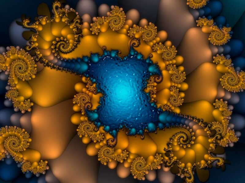 Fractal Spiral Pattern — Blue, Hypnotic, Digital Art, Spirals, Bubbles