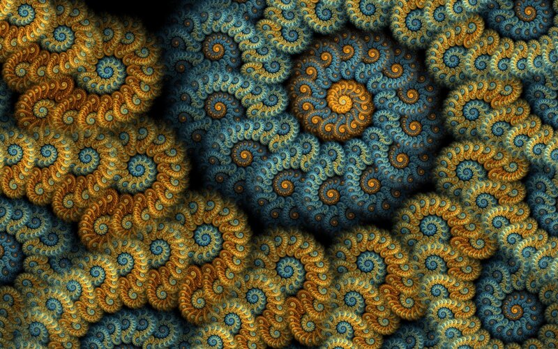 Fractal Spiral Pattern — Blue, Hypnotic, Digital Art, Spirals, Patterns