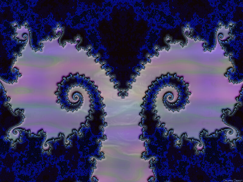 Fractal Spiral Pattern — Blue, Hypnotic, Digital Art, Spirals, Purple