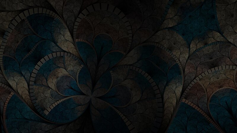 Fractal Spiral Pattern — Blue, Mysterious, Digital Art, Leaf-like Shapes