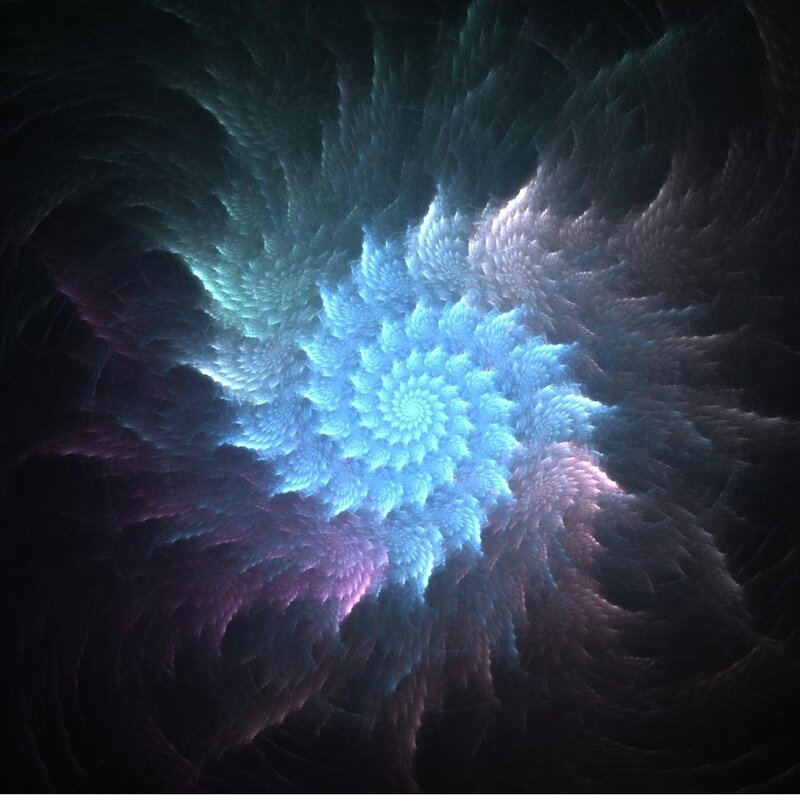 Fractal Spiral Pattern — Blue, Mystical, Digital Art, Light