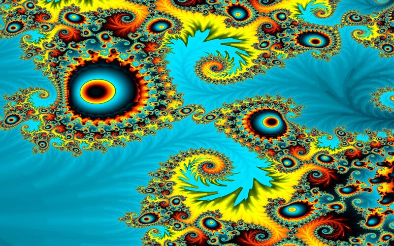 Fractal Spiral Pattern — Blue, Vibrant, Digital Art