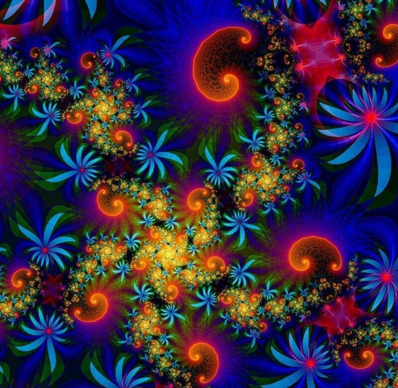 Fractal Spiral Pattern — Blue, Vibrant