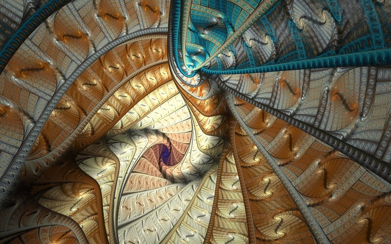 Fractal Spiral Pattern — Brown, Complex, Digital Art, Colorful