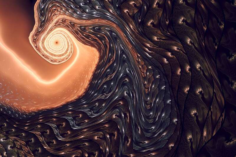 Fractal Spiral Pattern — Brown, Dramatic, Abstract