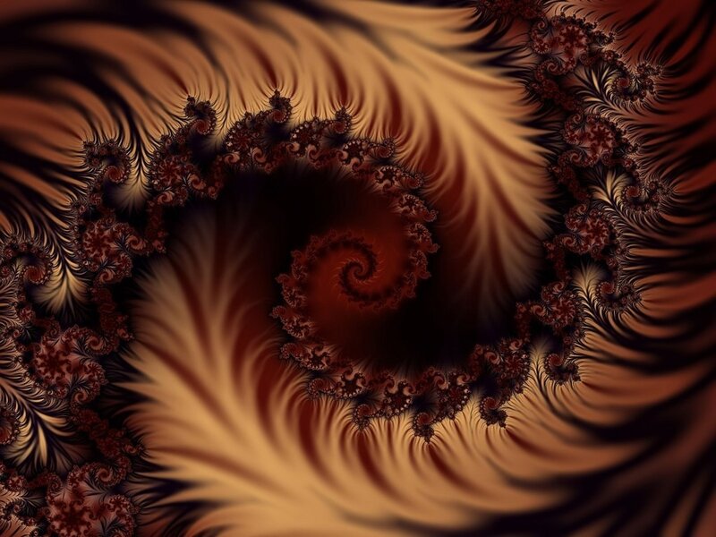 Fractal Spiral Pattern — Brown, Dramatic, Digital Art, Swirls