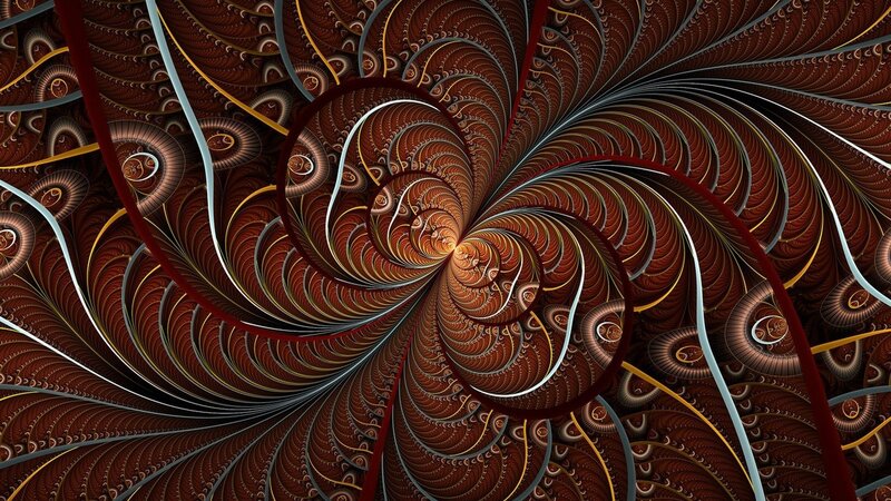 Fractal Spiral Pattern — Brown, Hypnotic, Digital Art, Lines