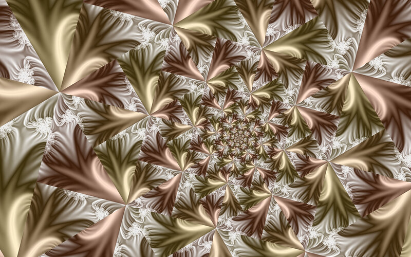 Fractal Spiral Pattern — Brown, Hypnotic, Digital Art, Triangles