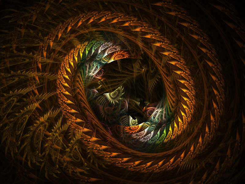 Fractal Spiral Pattern — Brown, Mysterious, Digital Art