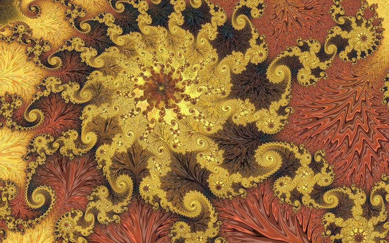Fractal Spiral Pattern — Gold, Complex, Abstract, Spirals, Brown