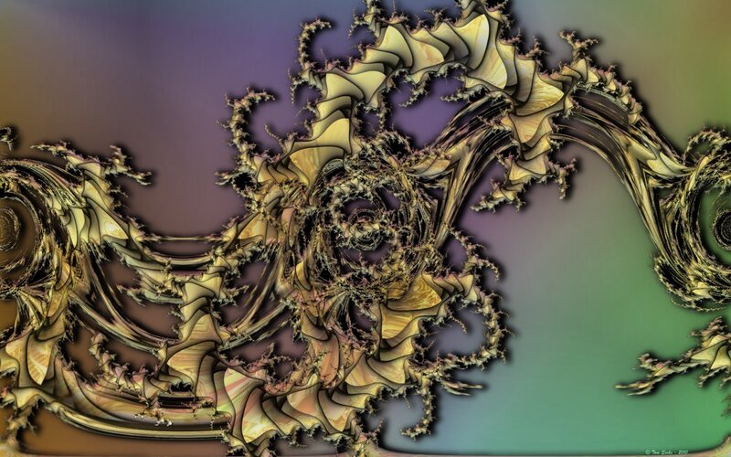 Fractal Spiral Pattern — Gold, Complex, Abstract