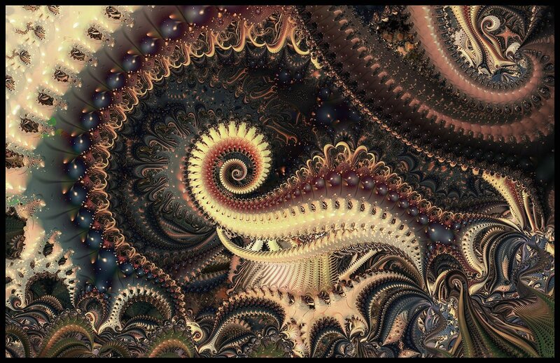 Fractal Spiral Pattern — Gold, Complex, Digital Art, Patterns