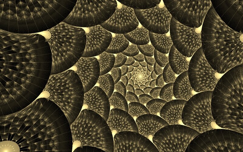 Fractal Spiral Pattern — Gold, Hypnotic, Digital Art, Geometric