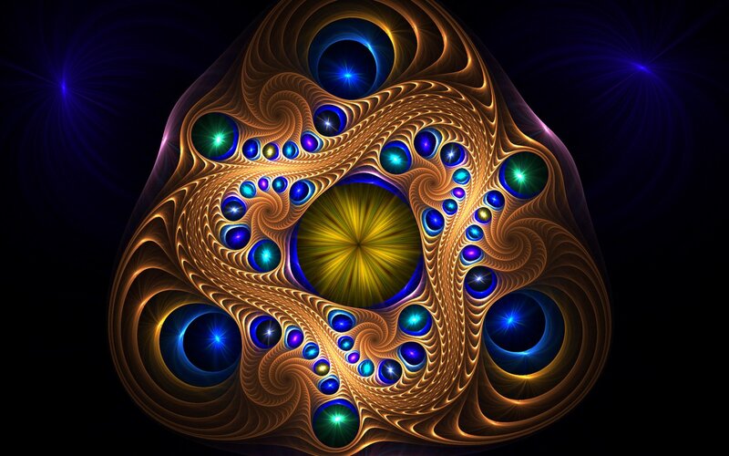 Fractal Spiral Pattern — Gold, Hypnotic, Digital Art