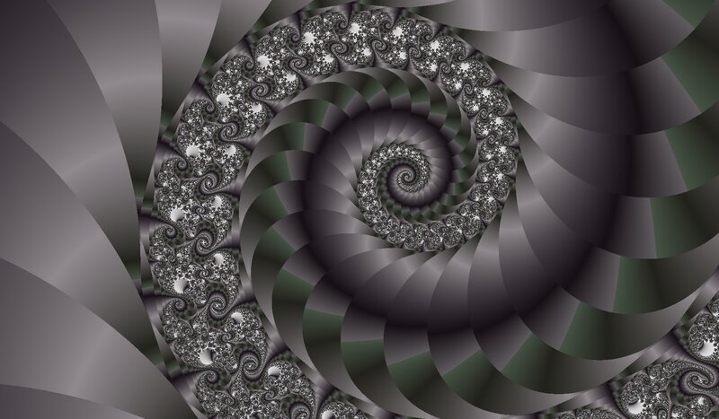 Fractal Spiral Pattern — Gray, Hypnotic