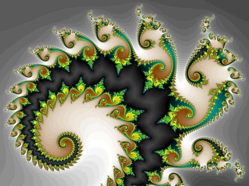 Fractal Spiral Pattern — Green, Complex