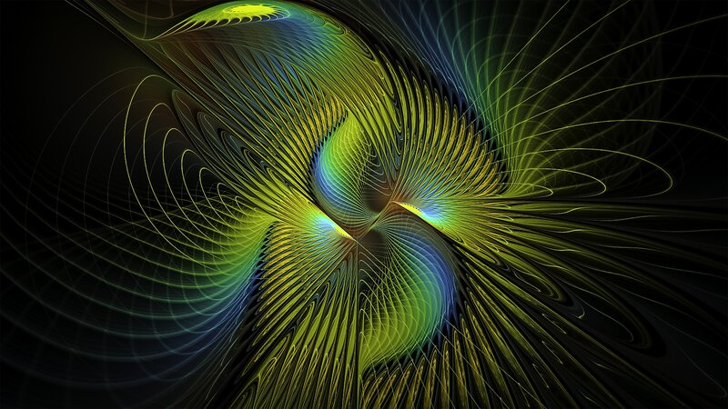 Fractal Spiral Pattern — Green, Dynamic, Abstract, Light Rays