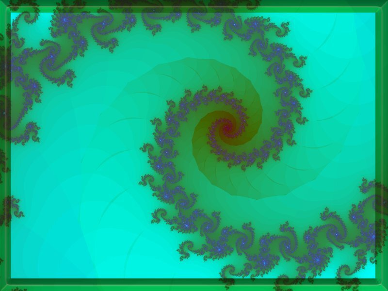 Fractal Spiral Pattern — Green, Hypnotic, Abstract, Blue, Teal