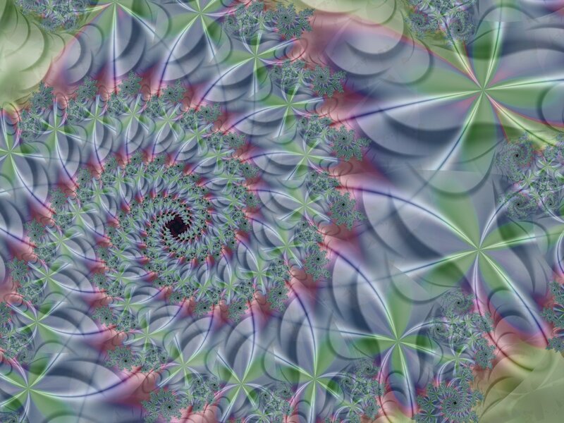 Fractal Spiral Pattern — Green, Hypnotic, Abstract, Colorful, Symmetrical