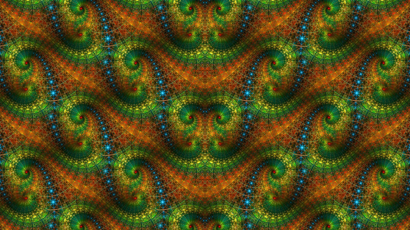 Fractal Spiral Pattern — Green, Hypnotic, Abstract, Spirals, Grid