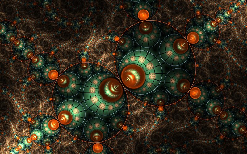 Fractal Spiral Pattern — Green, Hypnotic, Digital Art, Circles, Spirals