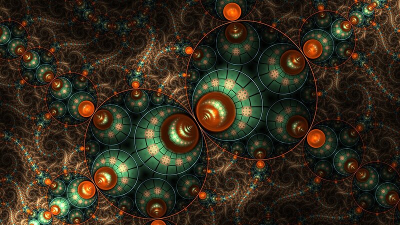 Fractal Spiral Pattern — Green, Hypnotic, Digital Art, Circles