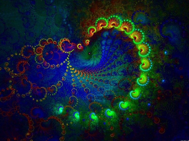 Fractal Spiral Pattern — Green, Hypnotic, Digital Art, Spirals, Circles