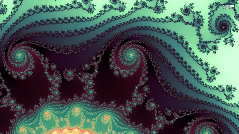 Fractal Spiral Pattern — Green, Hypnotic, Digital Art, Spirals, Waves