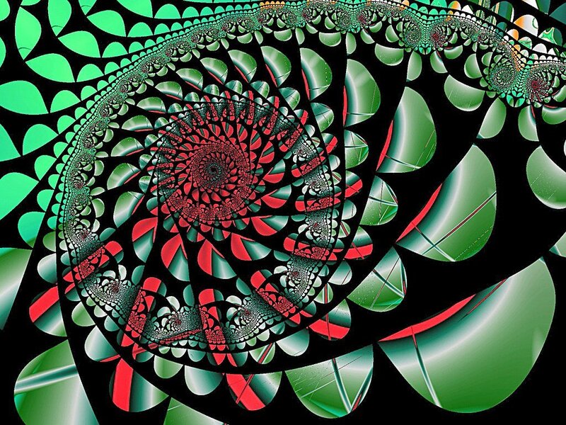 Fractal Spiral Pattern — Green, Hypnotic