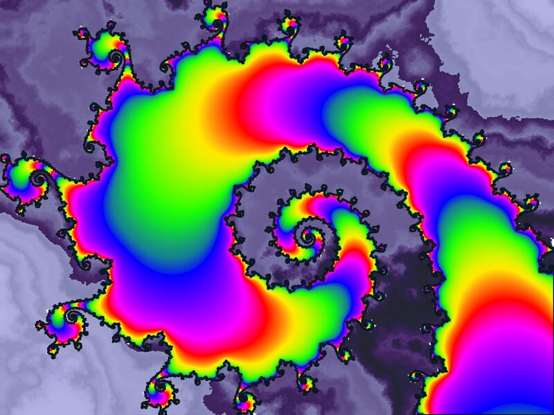Fractal Spiral Pattern — Green, Vibrant, Abstract