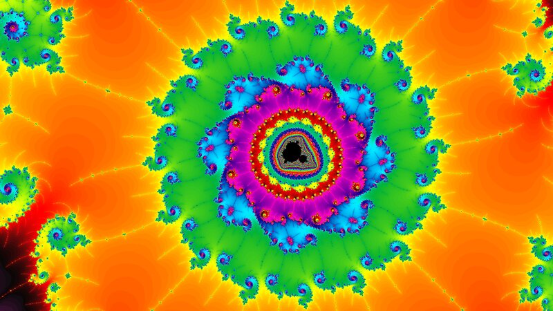 Fractal Spiral Pattern — Green, Vibrant, Digital Art, Colorful