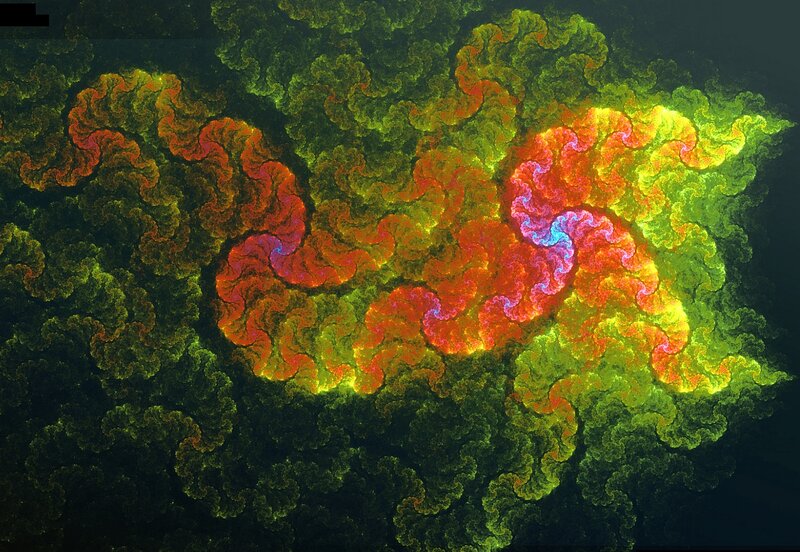 Fractal Spiral Pattern — Green, Vibrant, Digital Art